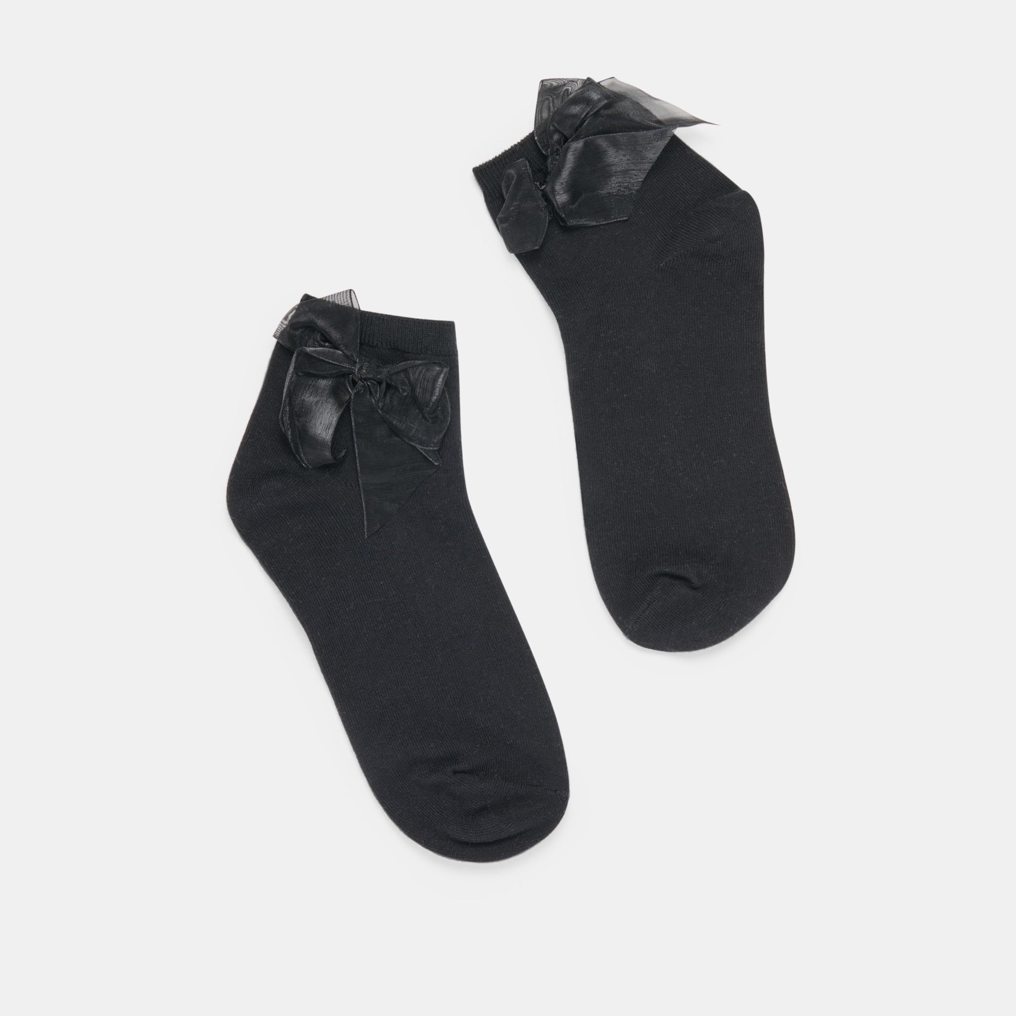 BOW ANKLET SOCKS BLACK - Elegant Lace Trim Ankle Socks for Women | Perfect for Casual Wear, Dress Shoes & Special Occasions