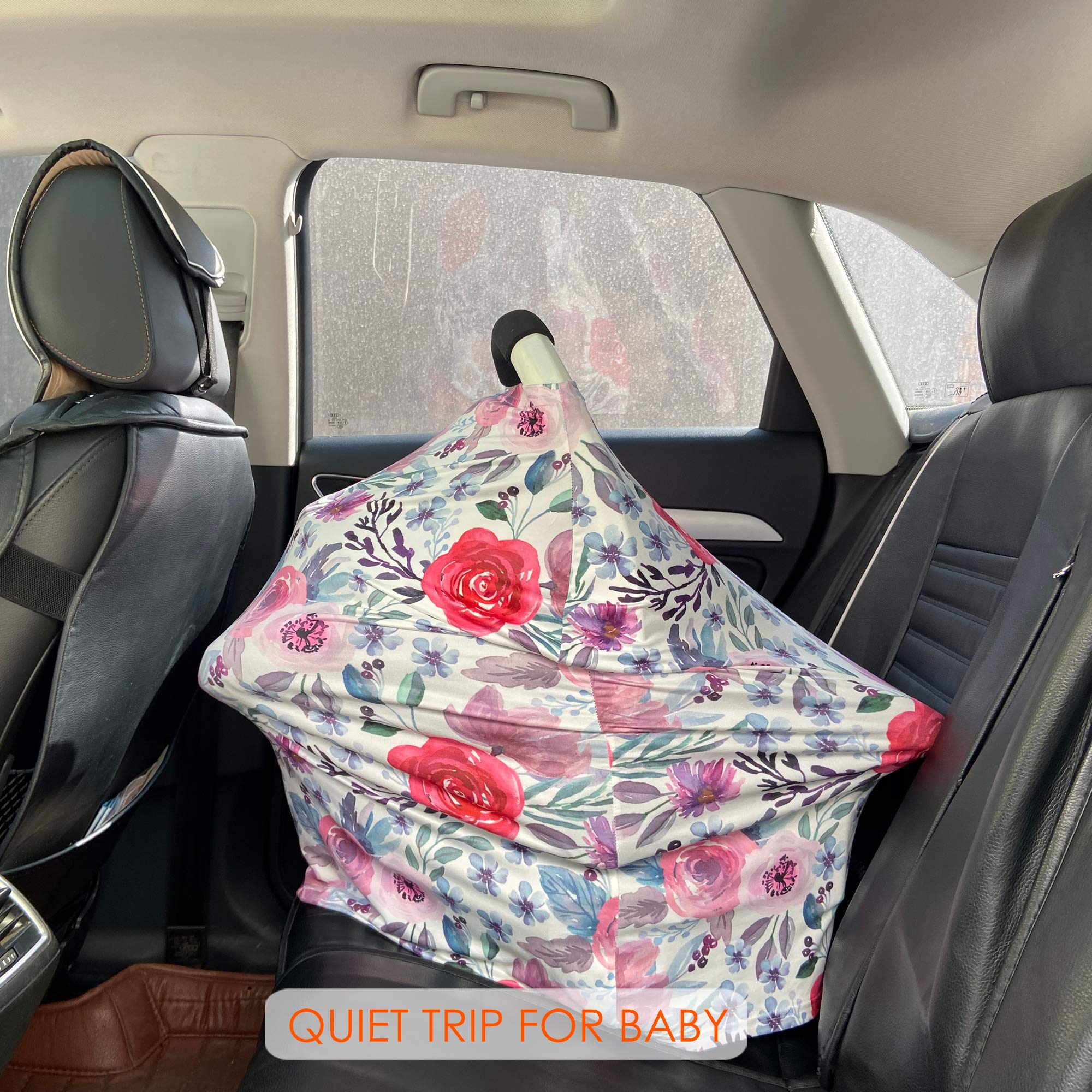 Multi-Use Nursing Cover & Car Seat Canopy for Babies - Stretchy Breathable Infant Car Seat Cover, Perfect Baby Shower Gift for Boys & Girls (Purple Flower) - Ideal for Breastfeeding, Shopping & Travel