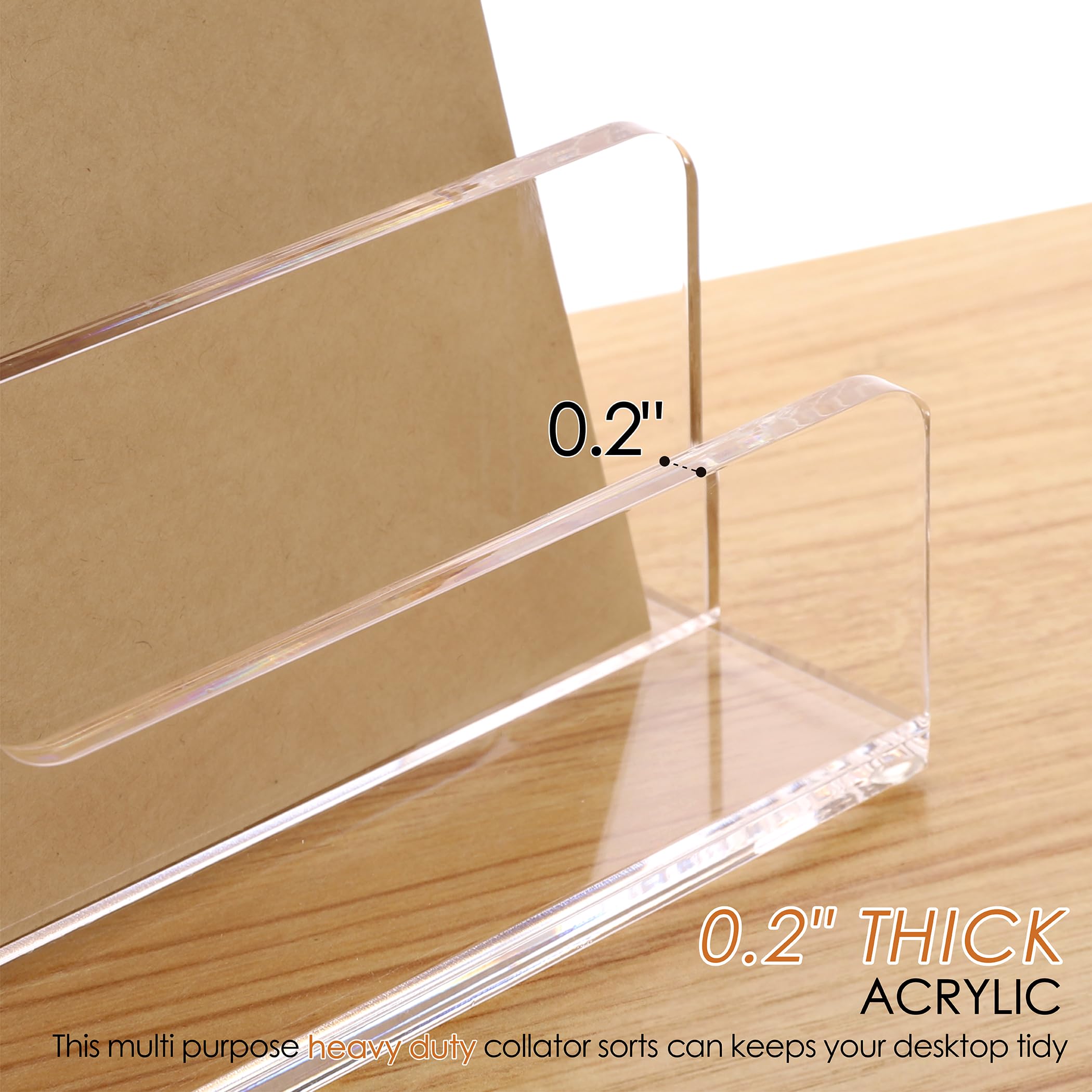 SANRUI 3-Tier Acrylic Mail Organizer - Vertical Letter Holder & File Sorter for Desk - Clear Office Document Organizer - Perfect for Home Office, Mailroom Organization and Paperwork Management