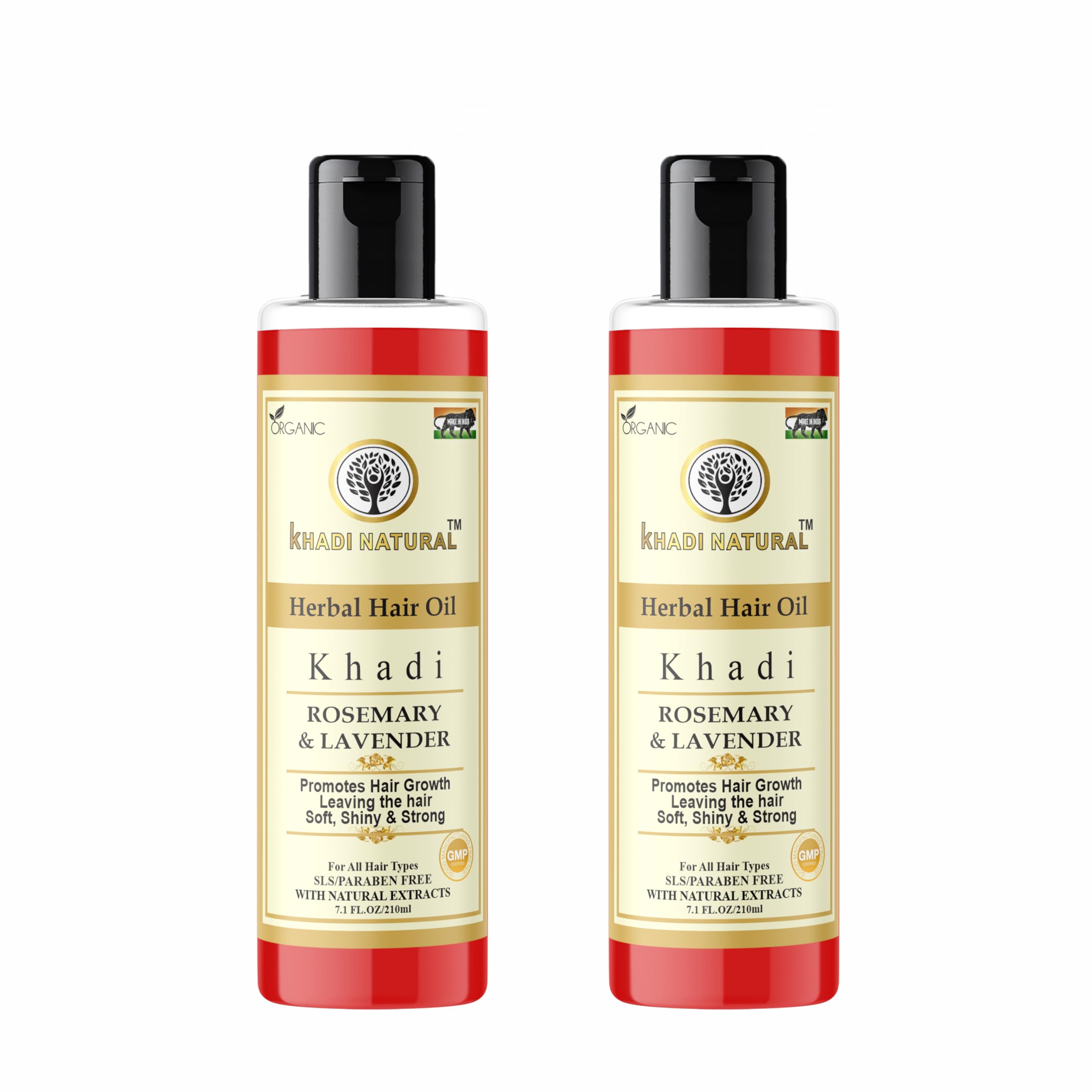 Khadi Natural Herbal Rosemary & Lavender Hair Oil 210 ML - Organic Hair Growth Treatment for Strong, Shiny Hair & Healthy Scalp - Aromatherapy Hair Care for Dry, Damaged Hair - Perfect for Daily Use & Scalp Massage