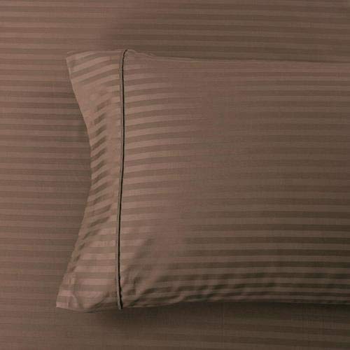 Premium 650 Thread Count Stripe Pillowcase Set (2-Pack) - King Size Soft Wrinkle-Resistant Taupe Bedding - Perfect for Master Bedroom, Guest Room & Luxury Hotels