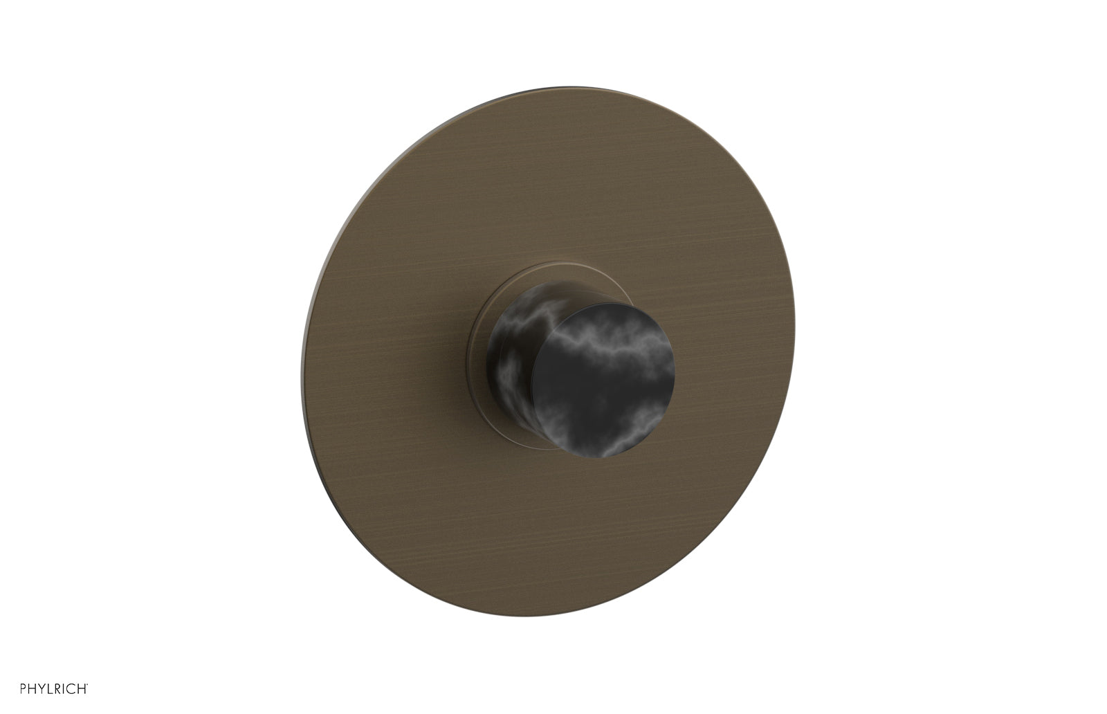 BASIC II 3/4 Thermostatic Round Shower Trim Plate with Black Marble Handle - Modern Bathroom Faucet for Luxury Showers (Model 4 182) | Perfect for Spa-Like Bathroom Renovations
