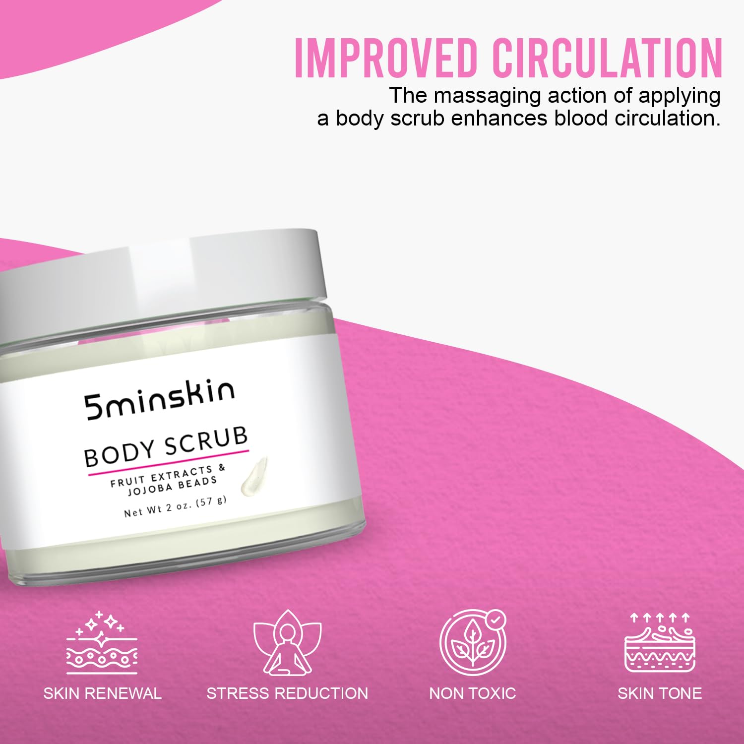 5minskin Exfoliating Body Scrub with Natural Fruit Extracts & Jojoba Beads - Hydrating & Smoothing Skin Care for Dry Skin - Perfect for Shower, Bath & Spa Day Self Care Routine