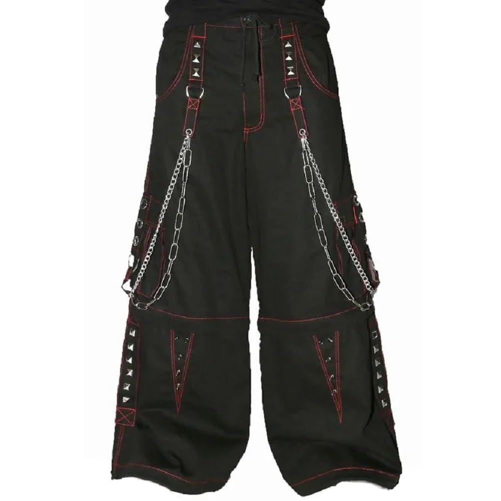 Extreme Bondage Skater Gothic Punk Rocker Cyber Goth Steampunk Biker Emo Black Dagger Pants Shorts (Size 38) - Perfect for Concerts, Raves, and Alternative Fashion