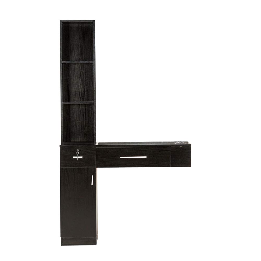 Professional Wall Mounted Hair Styling Station for Barber & Salon - 3 Hair Dryer Holders, No Mirror, Black (3036-1-2) | Perfect for Small Spaces, Home Salons & Professional Barber Shops