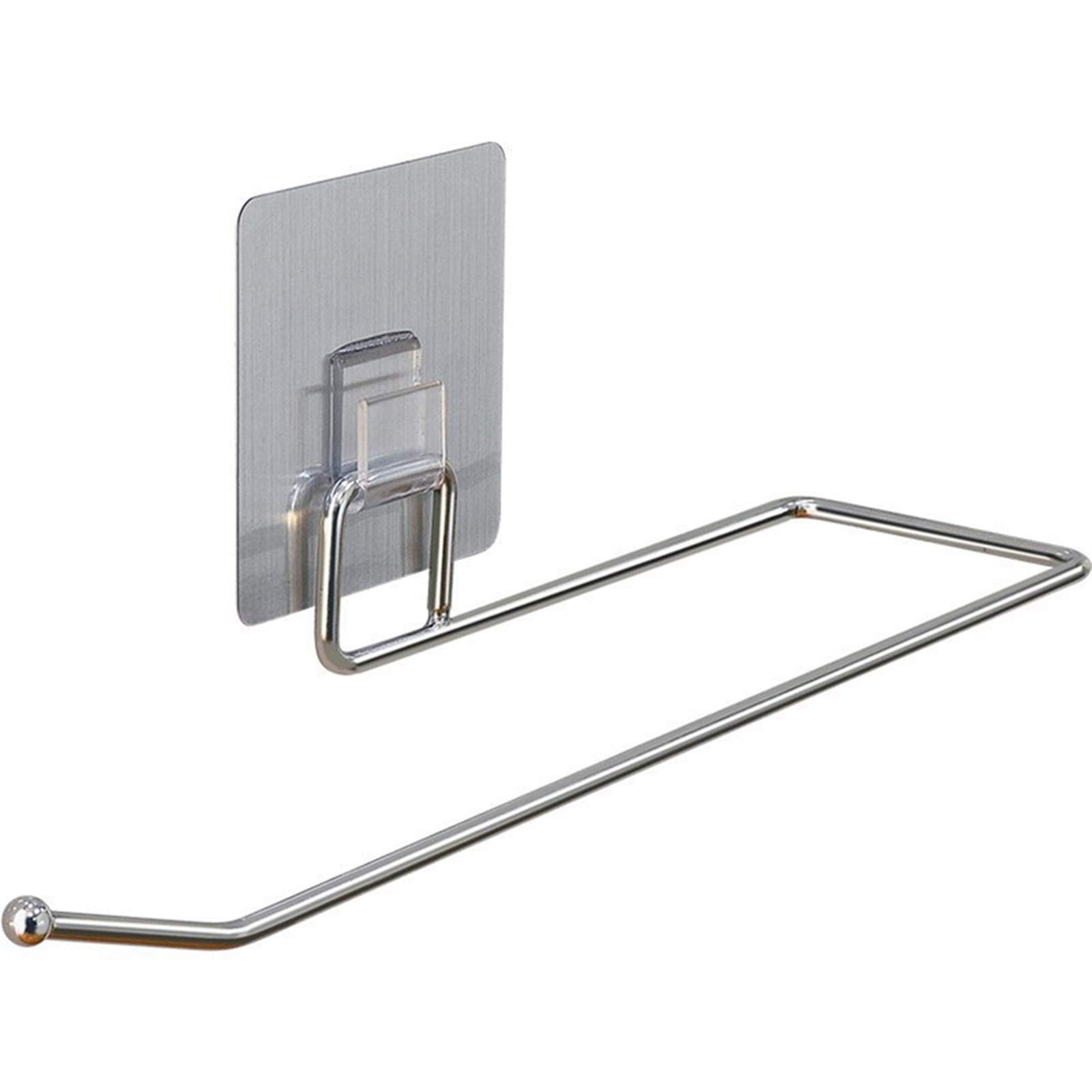 GEIRONV 26cm Towel Holder Stand - Wall Mounted Bathroom Towel Rack Organizer for Kitchen, Bathroom & Laundry Room - Space Saving Cabinet Paper Towel Hanger (Silver) - Perfect for Small Spaces & Home Organization