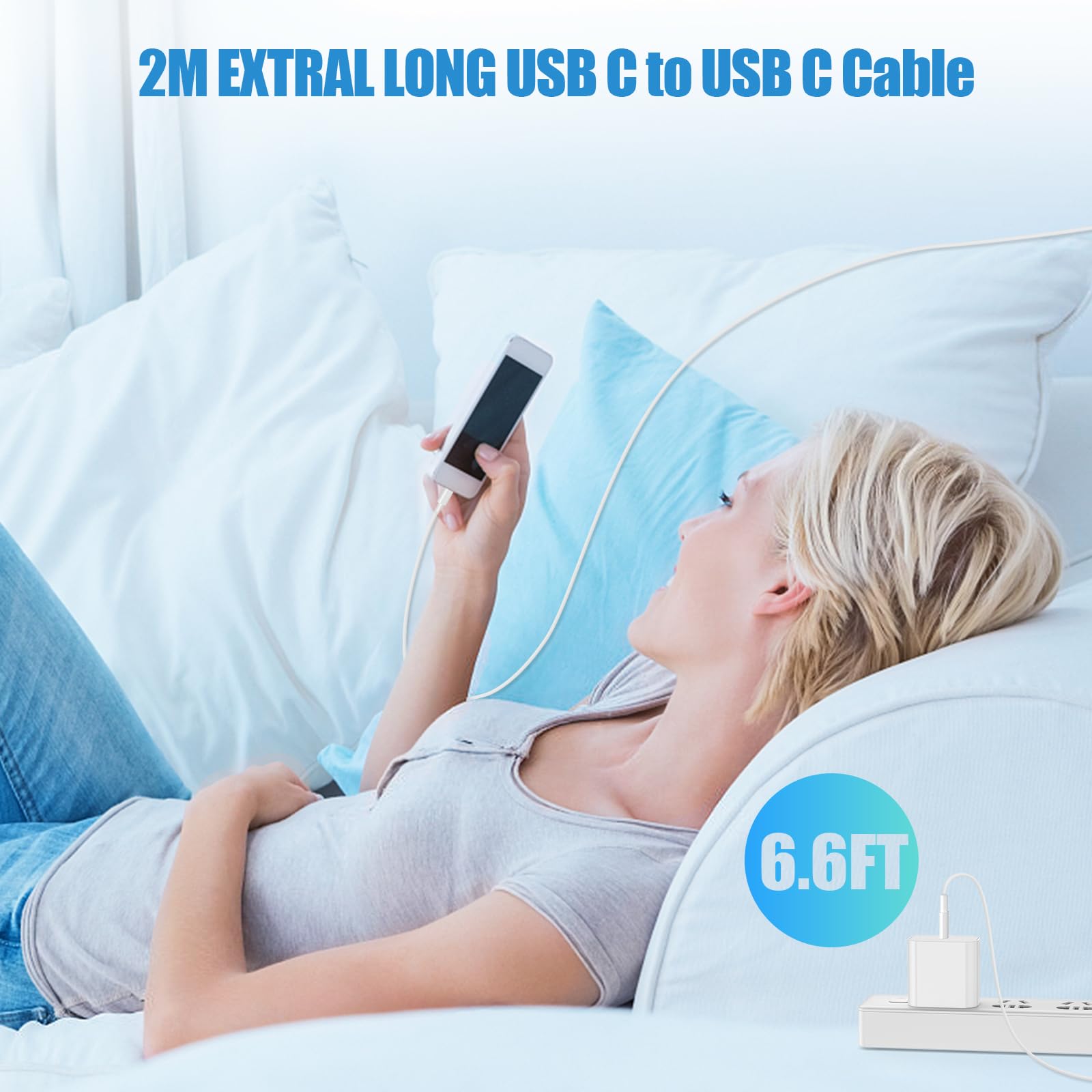 **Jeenek 2-Pack 6.6ft USB C to USB C Fast Charging Cable 60W - Compatible with iPhone 15/16 Series, MacBook Pro, iPad Pro/Air & Samsung Galaxy - Perfect for Home, Office & Travel Charging**