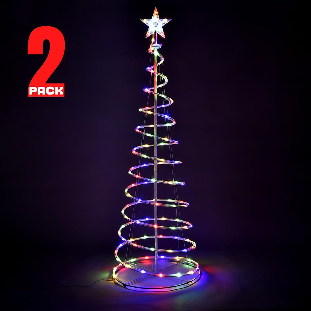 5ft LED Spiral Christmas Tree with Lights - Battery Operated for Indoor & Outdoor Holiday Decorations - Perfect for Home, Office, and Party Decor
