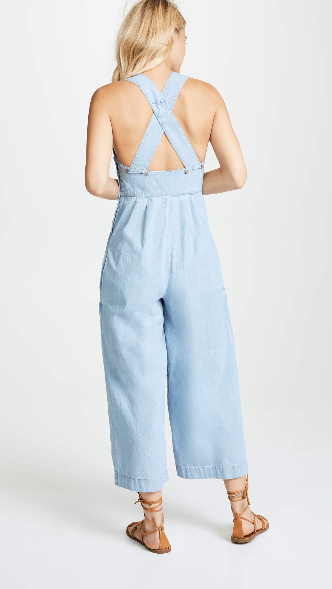 Free Women's Farah Light Wash Denim Jumpsuit - Stylish Casual Romper for Summer Outings, Beach Vacations & Music Festivals