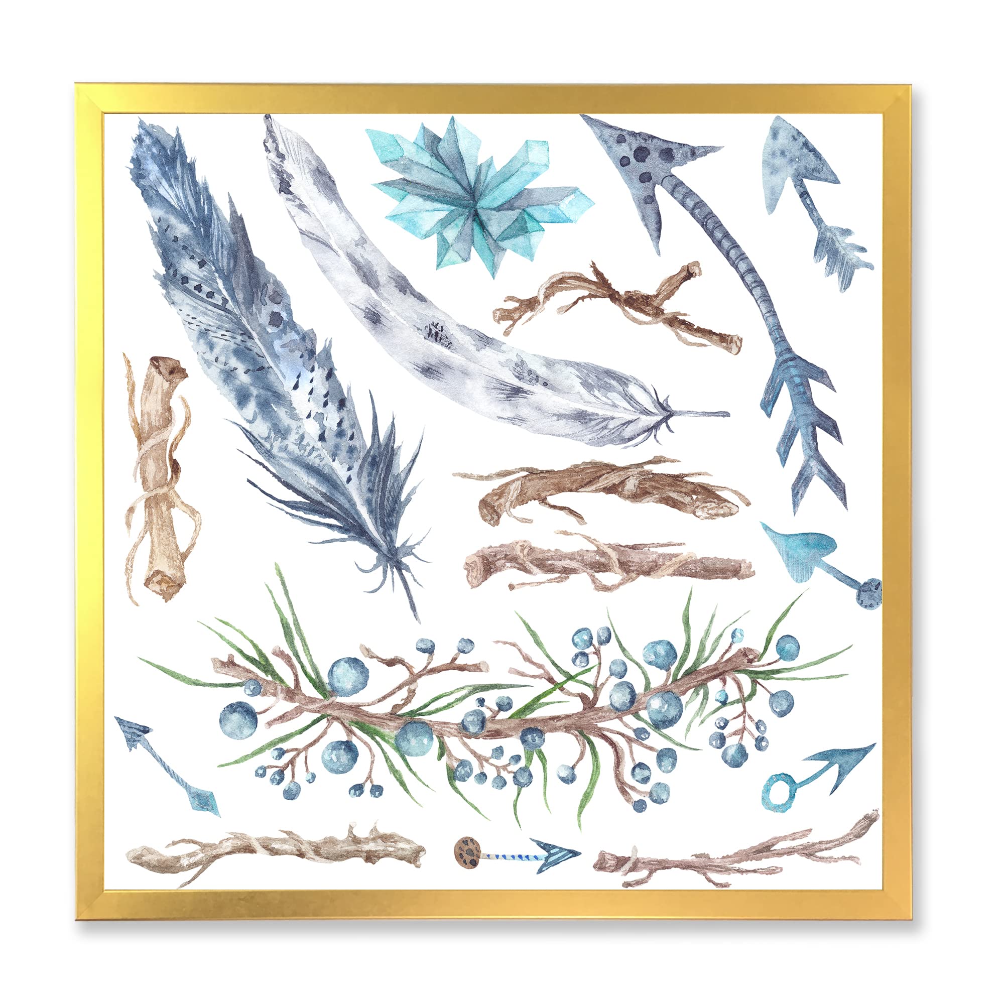 DesignQ Tribal Forest Bohemian Eclectic Framed Wall Art - Handmade Home Decor for Living Room, Bedroom & Office
