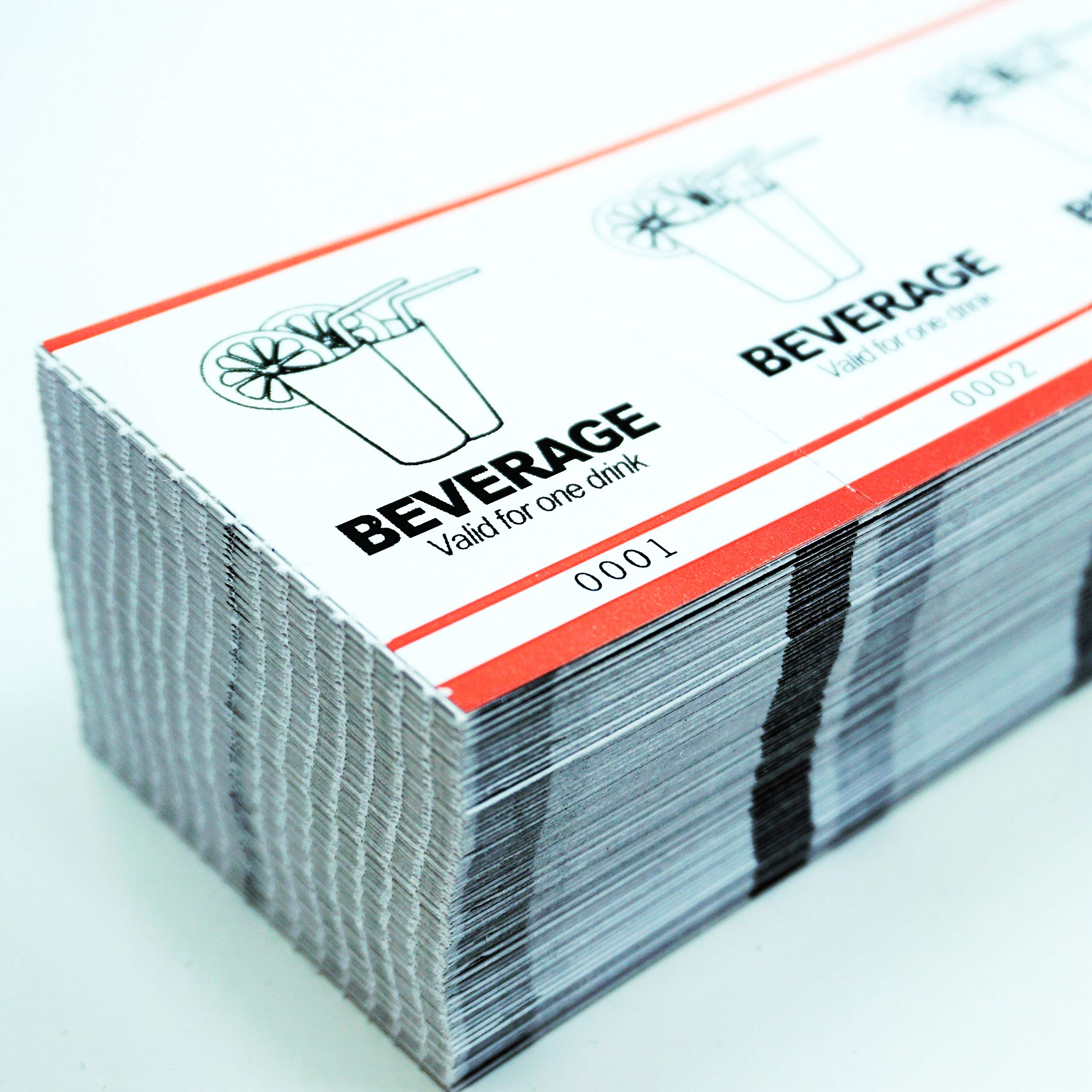 Fast & Affordable Custom Drink Tickets - 2000 Red Beverage Vouchers by MyZone Printing | Perfect for Bars, Parties, Events & Fundraisers