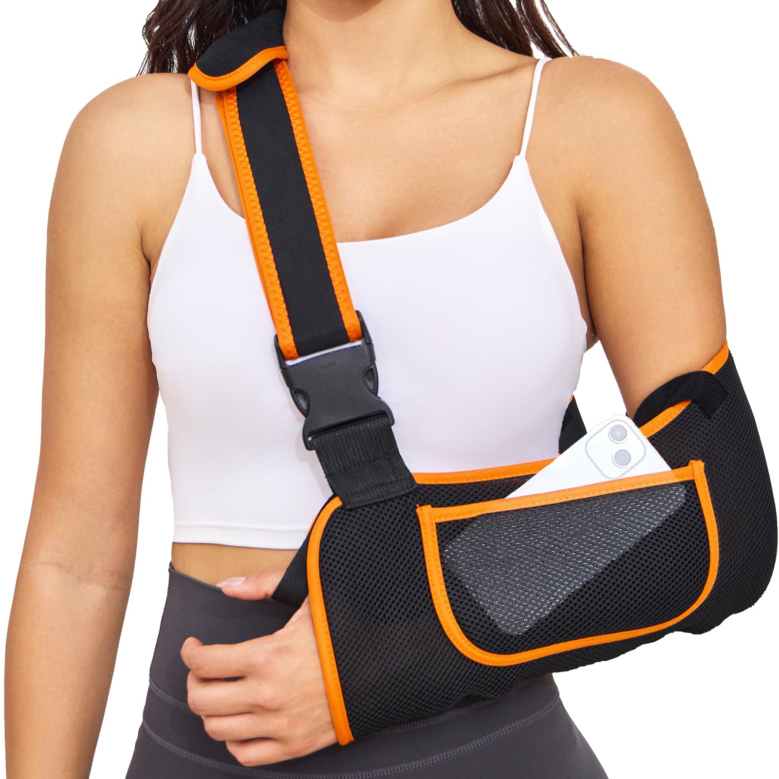 Comfortable Arm Sling for Women & Men - Adjustable Shoulder Immobilizer for Left/Right Arm Injuries, Wrist Support, Rotator Cuff Tear, Broken Arm, Dislocation & Fracture Recovery (Size S-M) - Ideal for Post-Surgery, Sports Injuries & Daily Mobility Support