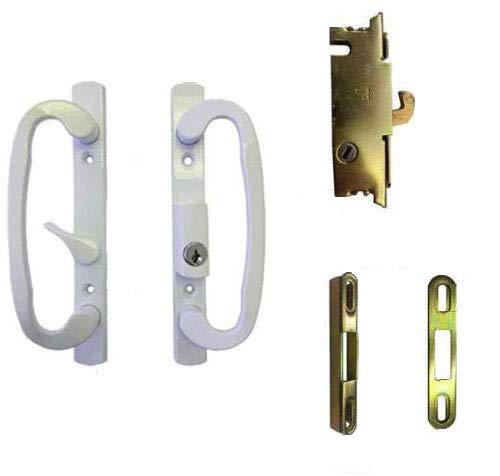 Gordon Glass STB Sliding Glass Patio Door Handle Kit with Mortise Lock & Keeper - White B-Position Keyed Entry - Perfect for Patio, Balcony & Backyard Security
