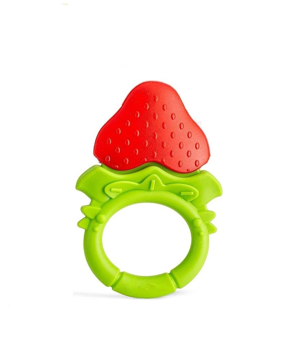 Joy Buzz Fruit Teether & Sipper Combo - BPA-Free Silicone Baby Teething Toy & Sippy Cup for Infants 6+ Months | Soft, Safe & Chewable | Perfect for Soothing Sore Gums & Hydration On-The-Go (Red & Green) | Great for Travel, Daycare & Mealtime