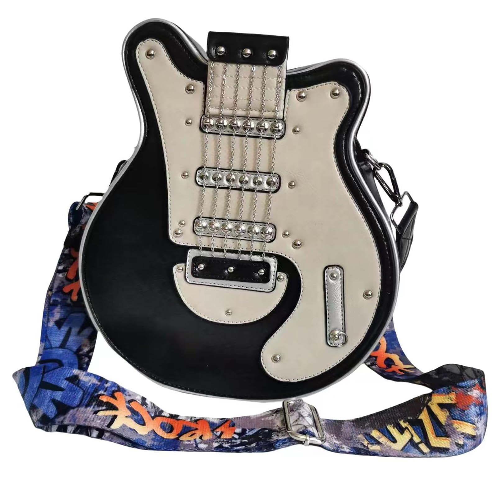 Stylish Guitar Shaped Crossbody Bag for Men & Women - PU Leather Unique Guitar Purse - Perfect for Music Lovers, Concerts & Casual Outings