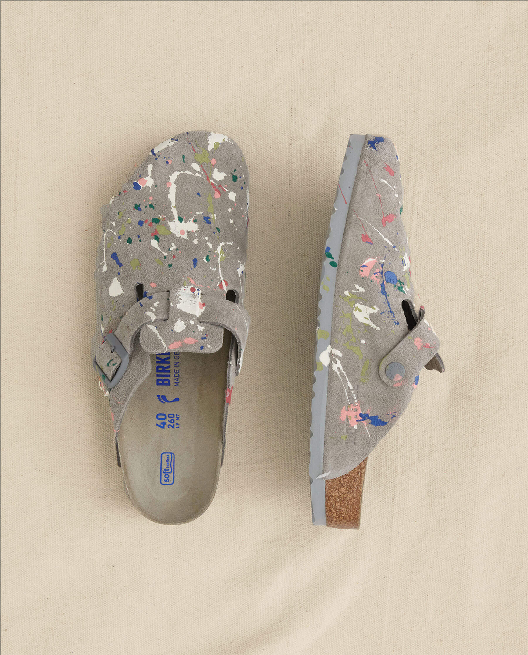 Boston Coin Birkenstock Sandals with Bright Multi-Color Paint Design - Perfect for Casual Outings, Beach Trips, and Summer Fashion