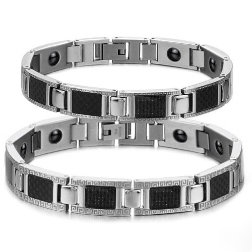 His & Hers Titanium Magnetic Bracelet Set - Anti-Fatigue & Pain Relief Therapy Jewelry with Gift Box | Perfect Couple Bracelets for Anniversary, Valentine's Day & Wellness Gifts