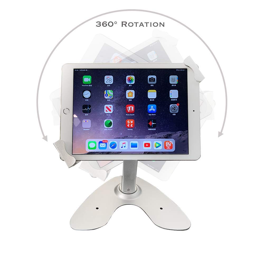 Universal Tablet POS Stand Holder with Lock & Key - Secure Anti-Theft Desktop Enclosure for iPad, iPad Air, iPad Mini, Samsung Galaxy & 7-10