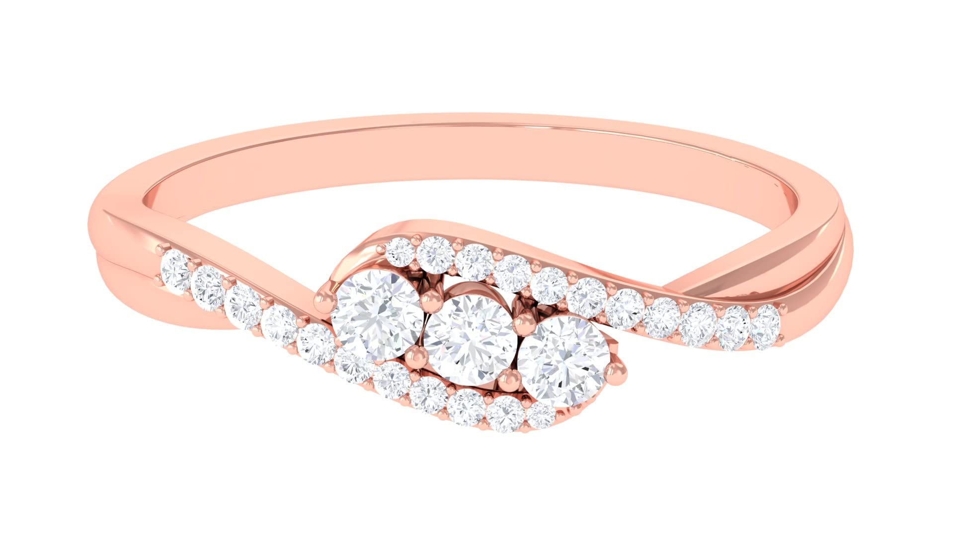 1/2 CT Diamond Promise Ring for Women - 14K Solid Gold Three Stone Engagement Ring, Elegant & Timeless Jewelry Gift for Her - Perfect for Anniversaries, Proposals & Special Occasions