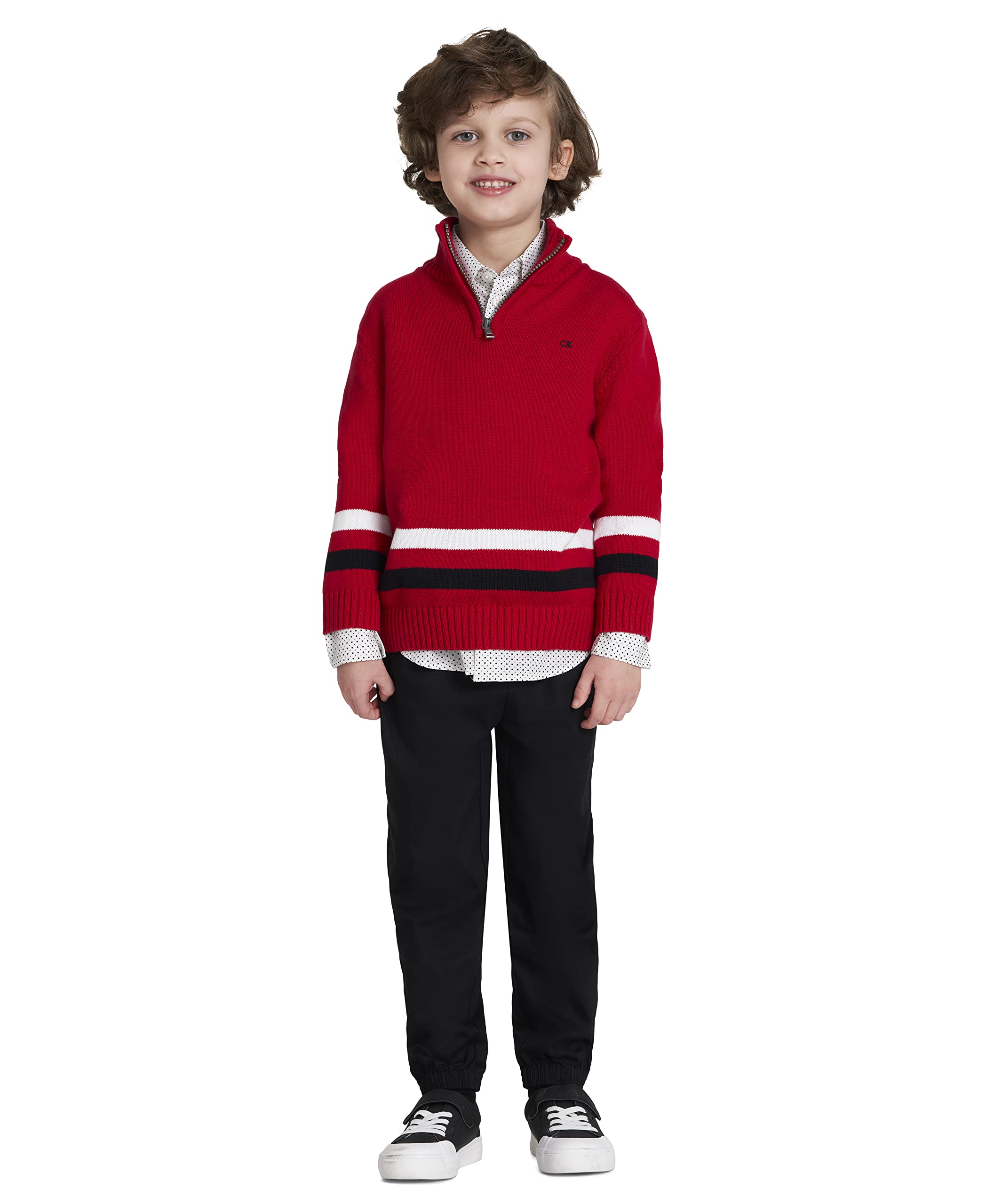 Calvin Klein Boys 3-Piece Winter Outfit Set - Sweater, Dress Shirt & Pants | Formal & Casual Wear for School, Parties & Family Gatherings