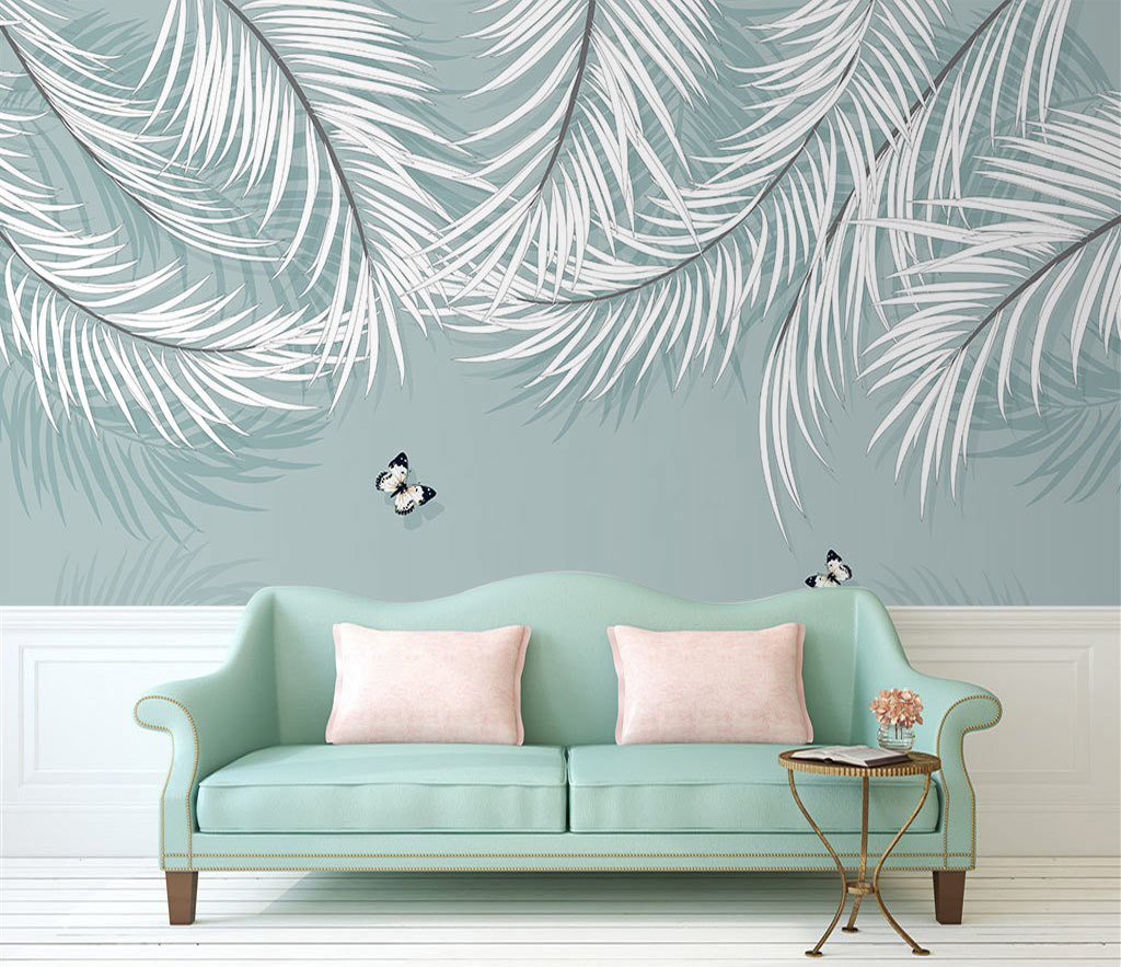 White Leaves Wallpaper Murals - Nature Inspired Wall Decor for Living Room, Bedroom & Office | Peel and Stick Removable Wallpaper