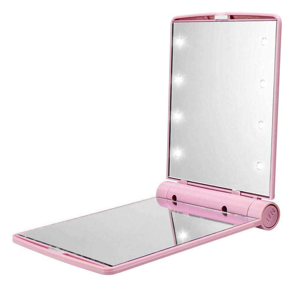 LED Compact Mirror with 8 Lights - Portable Folding Makeup Mirror for Women | Perfect Travel Vanity Mirror, Purse Organizer & Gift Idea | Great for Home, Travel, Office & On-the-Go Touchups