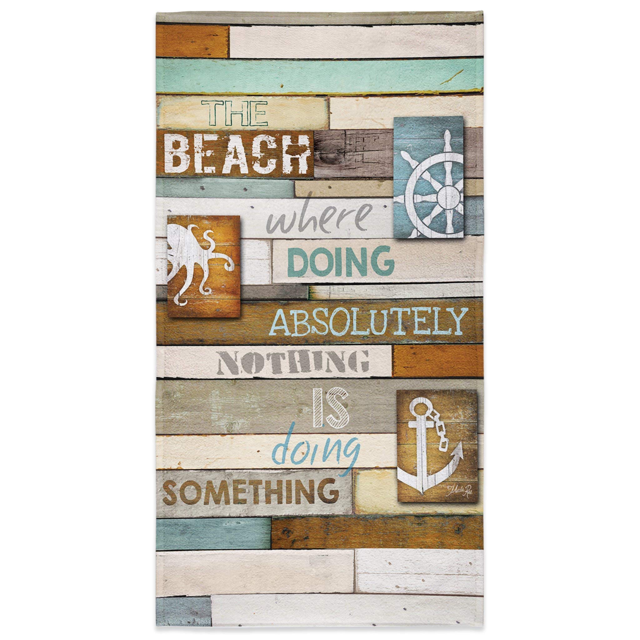 Laural Home Beach Mantra Beach Towel - Ultra Soft, Quick Dry, Large 40x70 Inches - Perfect for Pool, Beach, Yoga & Travel