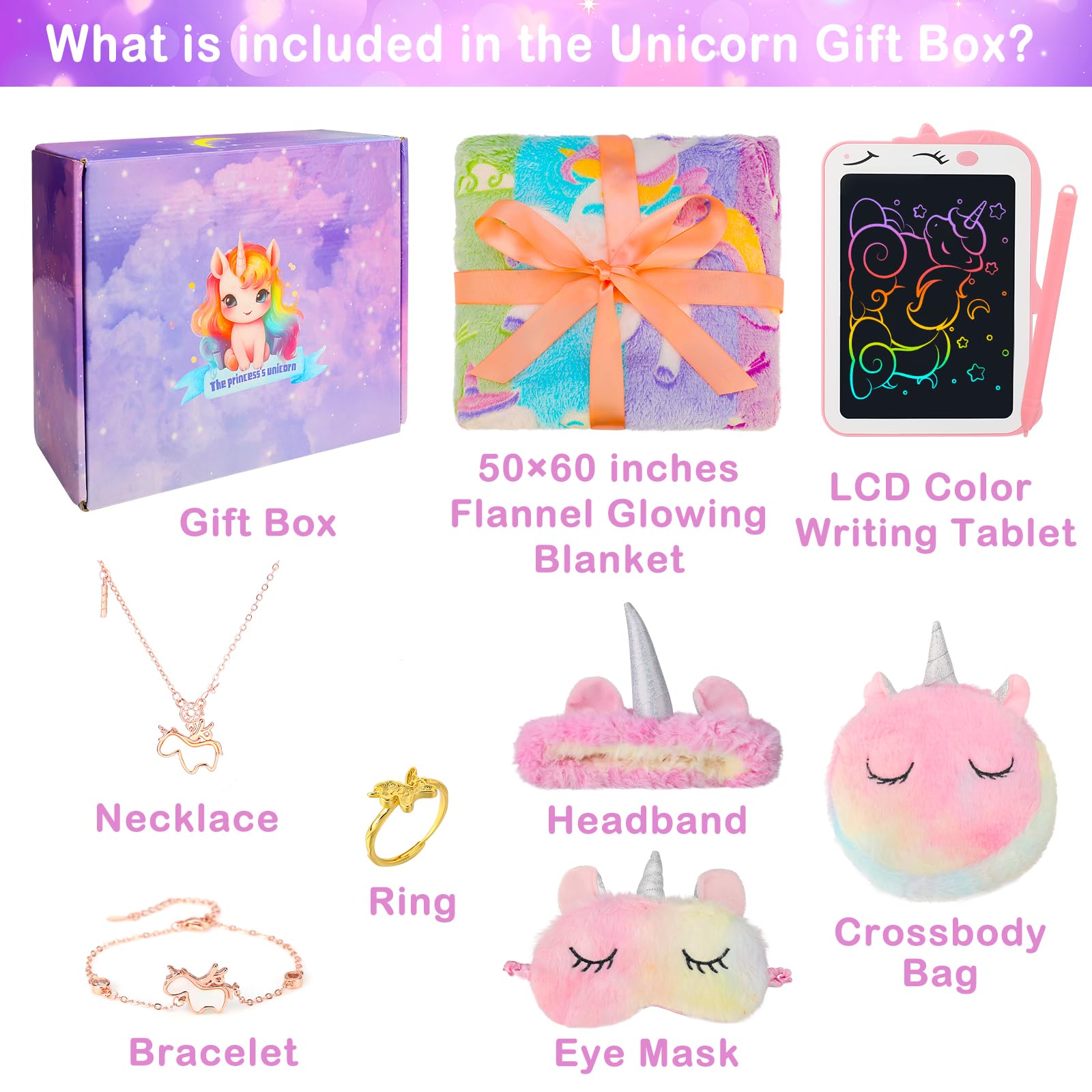 Magical Unicorn Toys for Girls Ages 4-8 | Unicorn Gift Box Set | Perfect Birthday Present for Little Girls | Fun Playtime & Party Favor Gift Idea