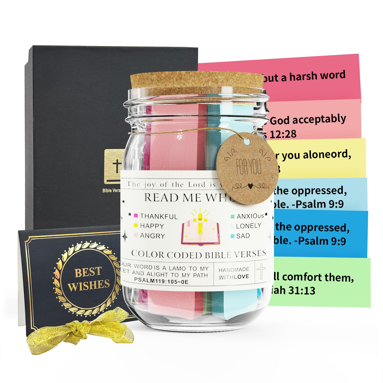 Bible Verse Jar with 90 Encouraging Scripture Cards - Inspirational Christian Gift for Women, Moms & Teachers - Perfect for Easter, Graduation & Daily Devotion - Bible Study Accessories for Spiritual Growth & Comfort