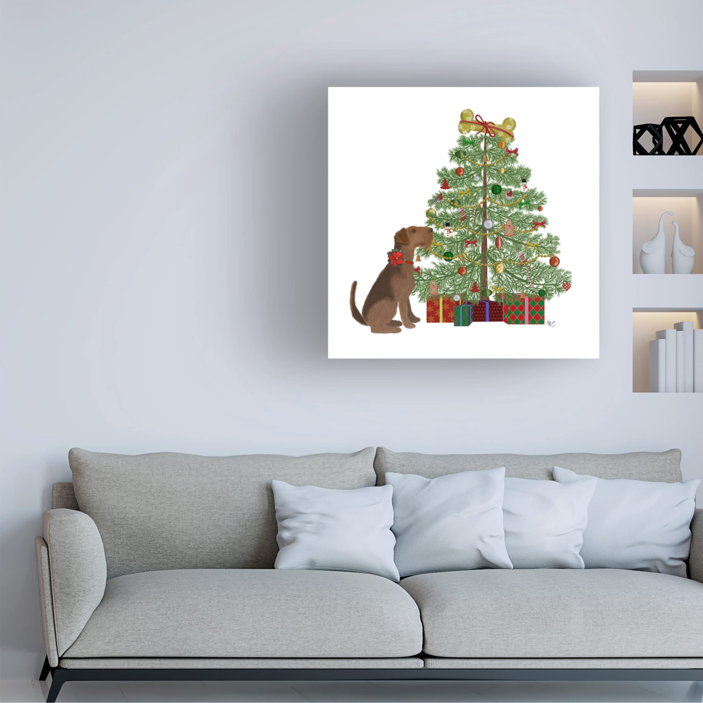 Trademark Fine Art 'Christmas Dog Bone Tree' Canvas Print by Fab Funky - Festive Pet Lover Holiday Decor for Living Room & Office