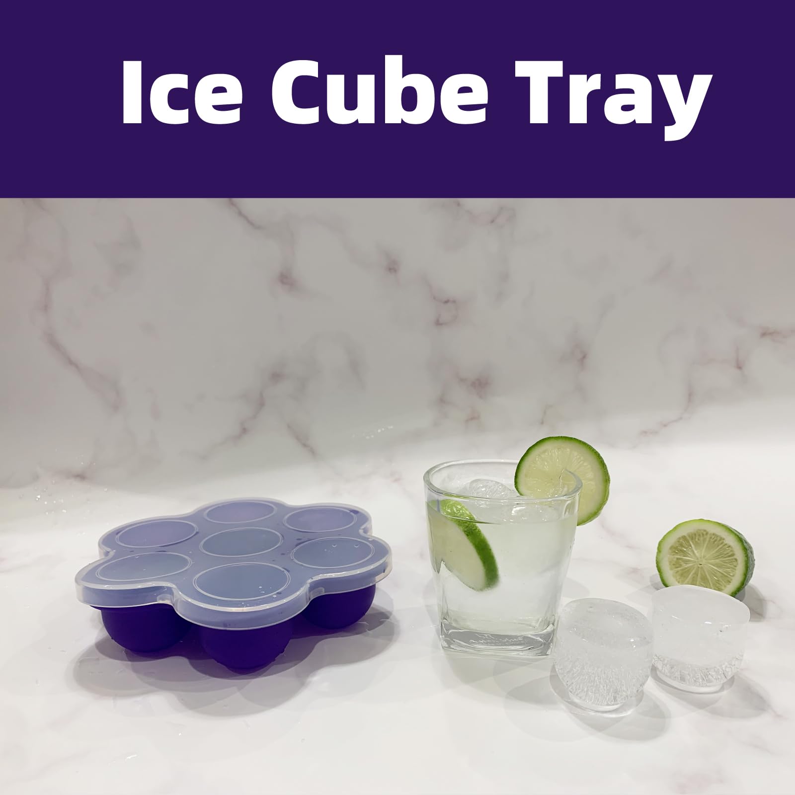 7-Cavity Silicone Popsicle Molds with Lids - Reusable Non-Stick Ice Pop & Baby Food Storage Containers - Perfect for Homemade Treats, Kids Snacks & Party Desserts (Purple)