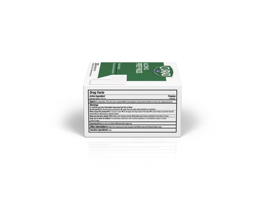 Curad Alcohol Prep Pads - 70% Isopropyl Alcohol Wipes, 1000 Count (5 Boxes of 200 Each) - First Aid, Medical, Tattoo & Piercing Care, Sanitizing Skin Before Injections