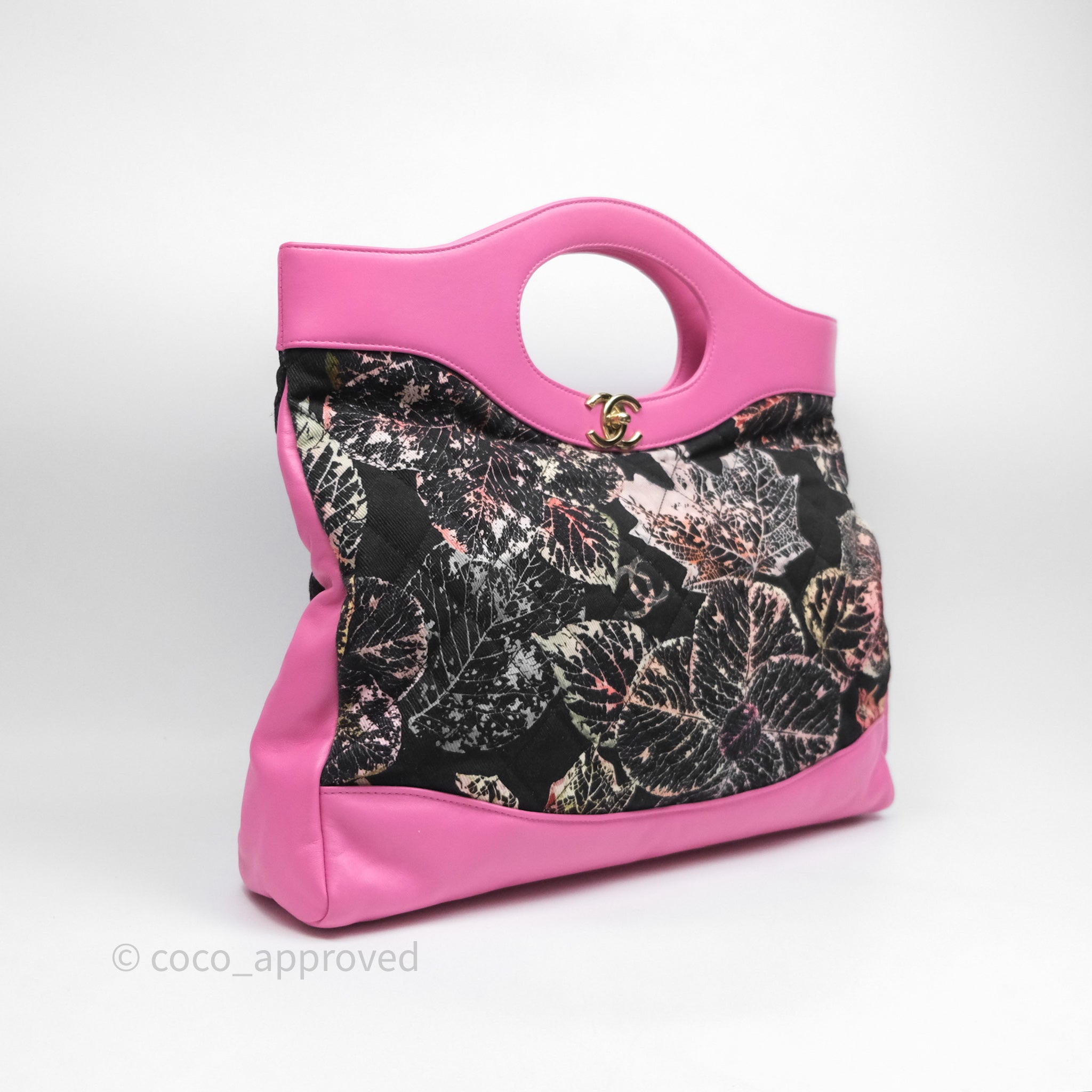 Chanel 31 Large Shopping Bag - Printed Canvas & Calfskin Leather Tote in Pink | Luxury Designer Handbag for Women | Perfect for Work, Travel & Everyday Use