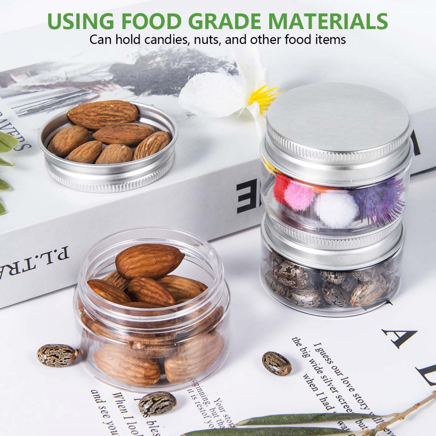 5 Pack 1 OZ Plastic Travel Size Containers with Lids - Leak Proof Small Jars for Creams, Lotions & Cosmetics (Silver) - Perfect for Toiletries, Makeup & Skincare Travel Kit