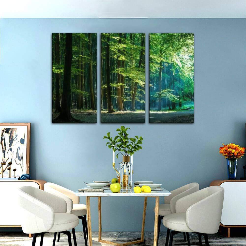 Blaverr Beech Forest Canvas Wall Art - 3 Panels for Living Room & Bedroom Decor
