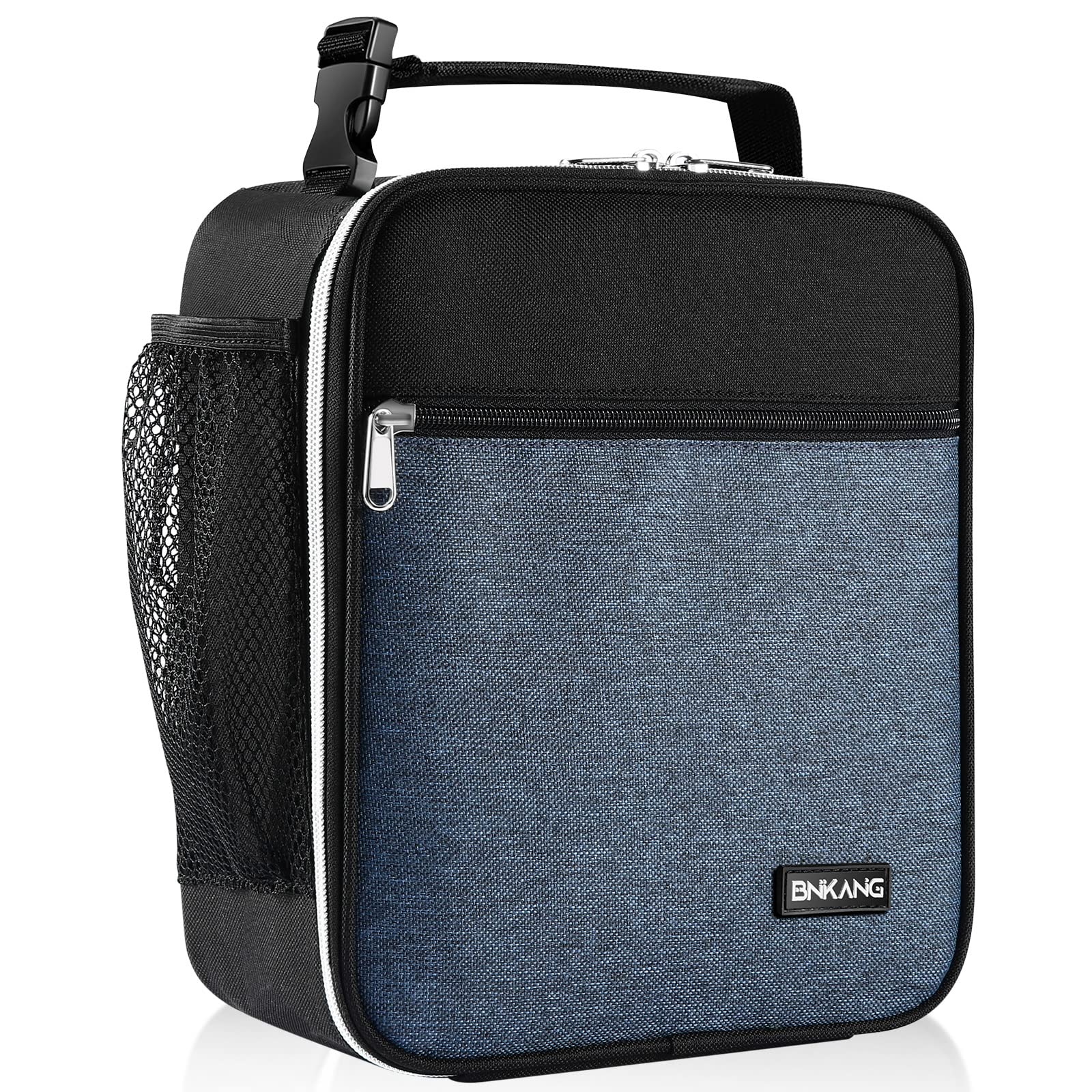 Insulated Lunch Box for Adults - Reusable & Durable Small Lunch Bag Tote for Men & Women (Black with Blue) | Perfect for Work, School, Picnics & Outdoor Activities