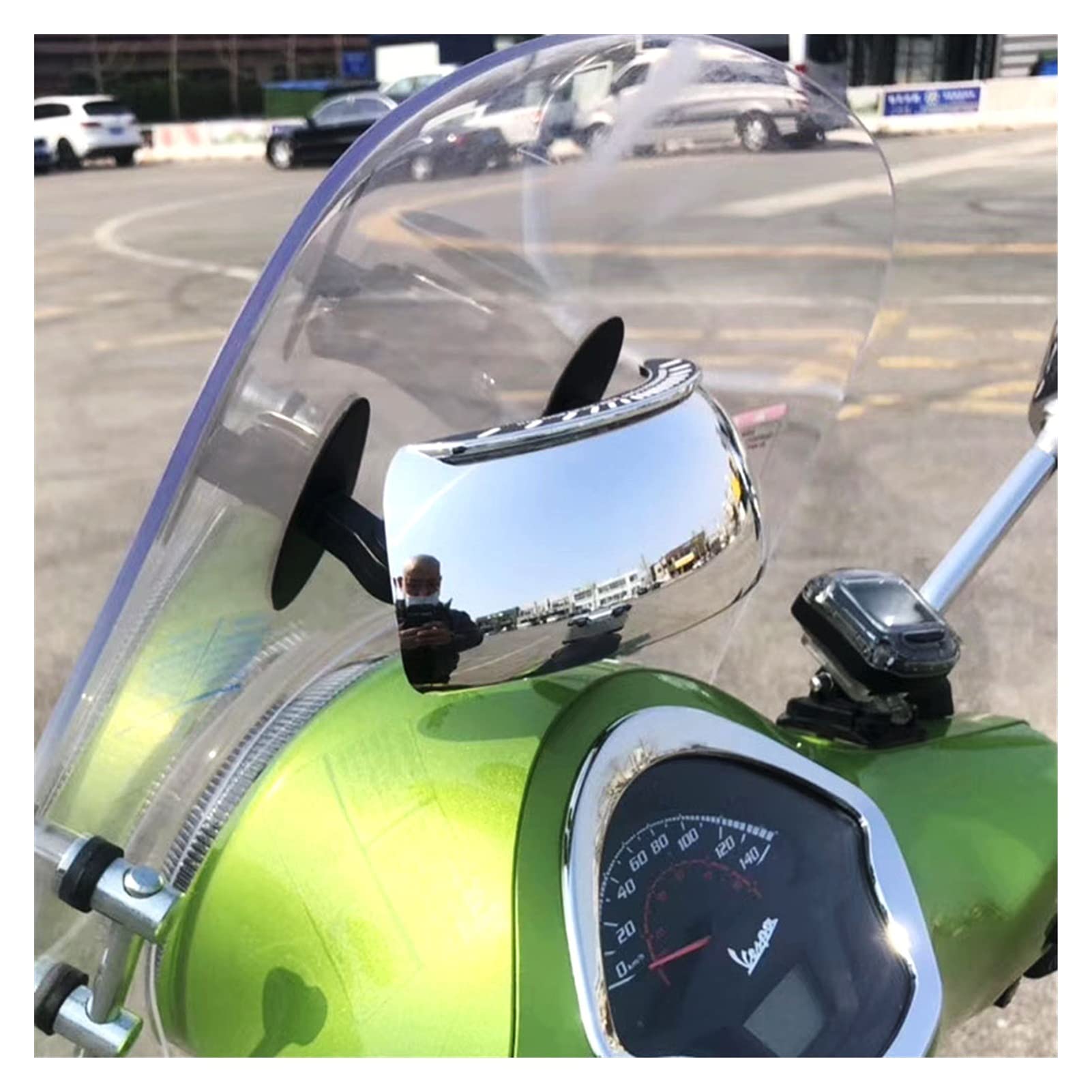 180+ Degree Wide Angle Blind Spot Motorcycle Windscreen Mirror - Safety Auxiliary Rearview Mirror for BMW - Perfect for Highway Riding & Lane Changing