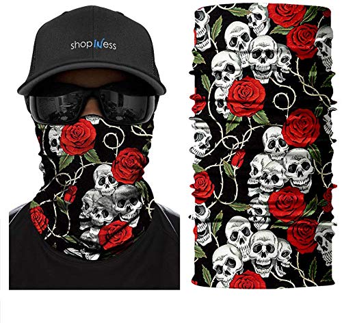 Multifunctional Headwear Bandana - Skull & Rose Design for Men & Women | Perfect for Outdoor, Sports, and Fashion Accessories