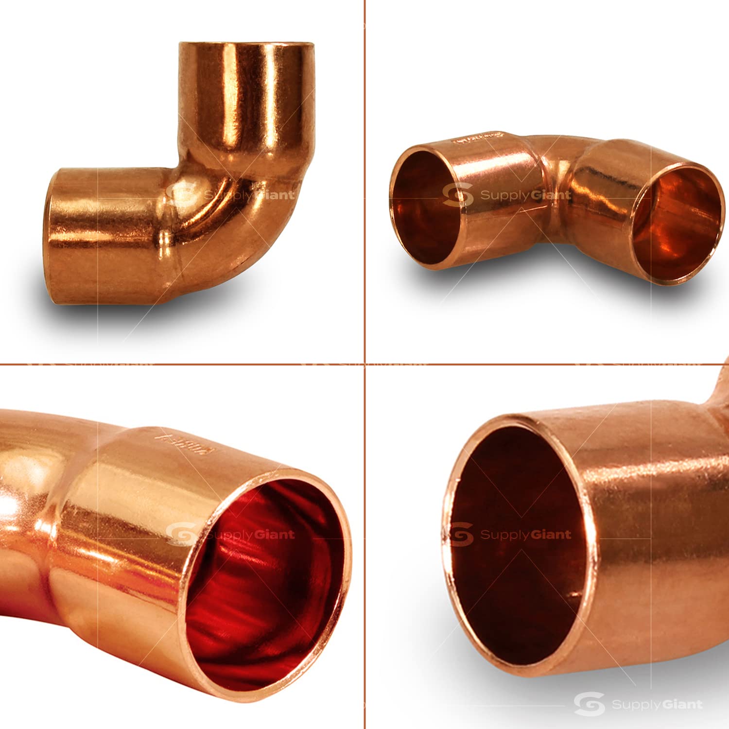 90-Degree Short Turn Sweat Elbow Copper Fitting 1-1/4 Inch - Plumbing & HVAC Pipe Connector for Water Supply & Heating Systems