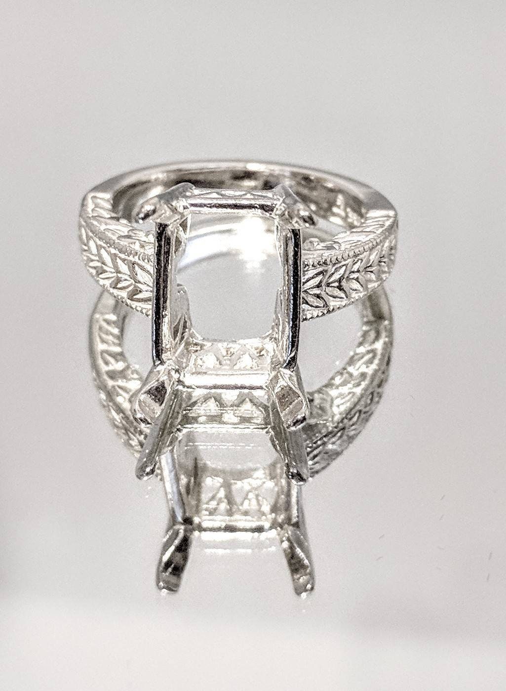Sterling Silver or 14kt Gold 7x5mm Emerald Cut Engraved Blank Ring Size 7 - Perfect for Wedding Bands, Anniversary Gifts & Custom Jewelry Making