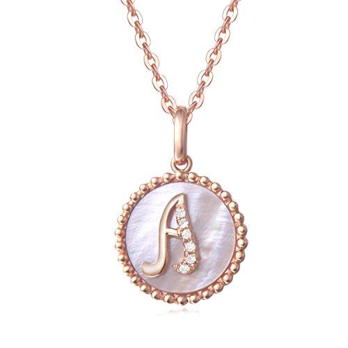 14K Rose Gold Initial Necklace for Women - Personalized Alphabet Letter Pendant with Diamond, Valentine's Day Gift, Anniversary & Birthday Jewelry for Her, Wife, Daughter | Elegant Everyday Wear & Special Occasion Gift