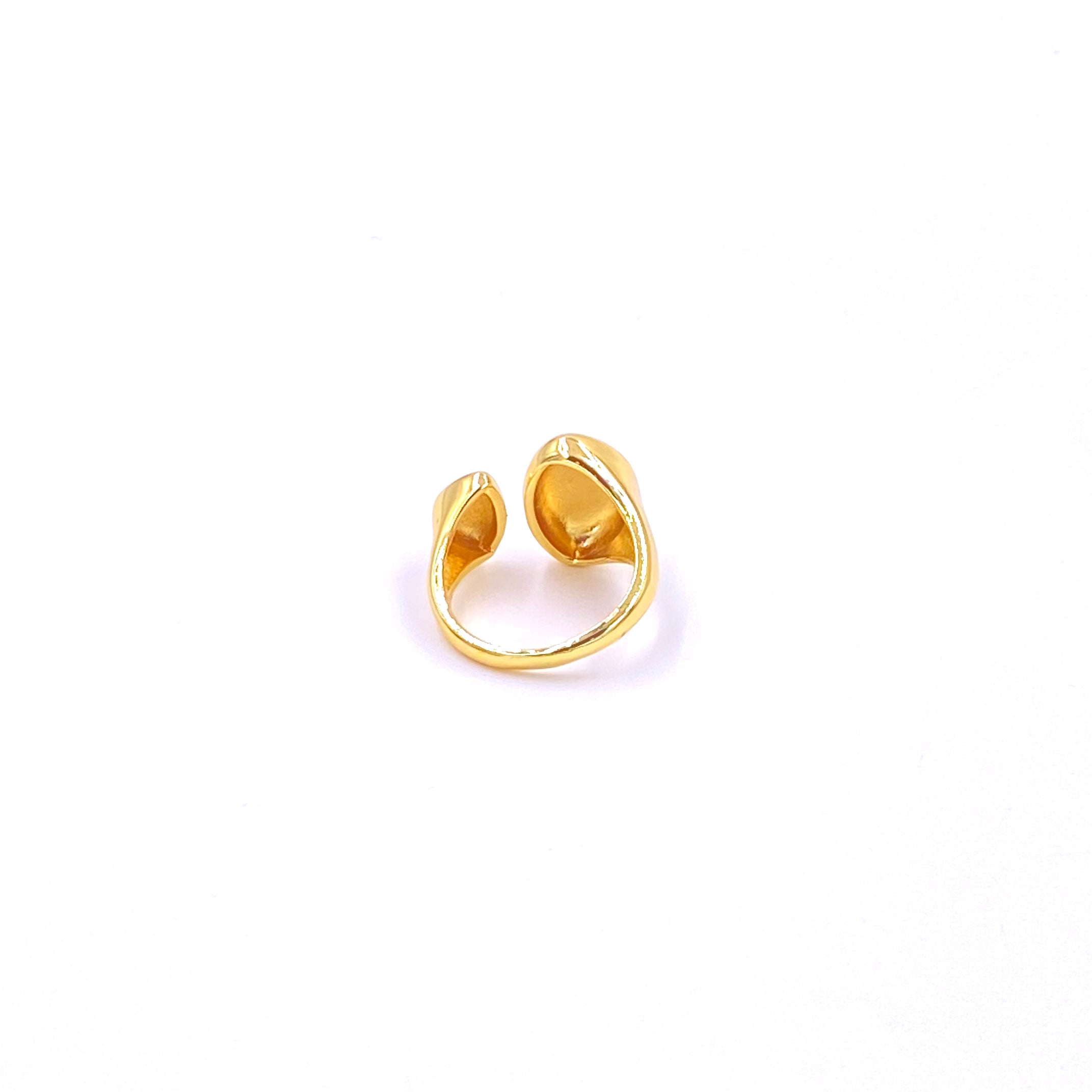 Ashley Gold Stainless Steel Gold Plated Double Teardrop Adjustable Ring for Women - Elegant Stackable Jewelry for Everyday Wear, Gift Giving & Special Occasions