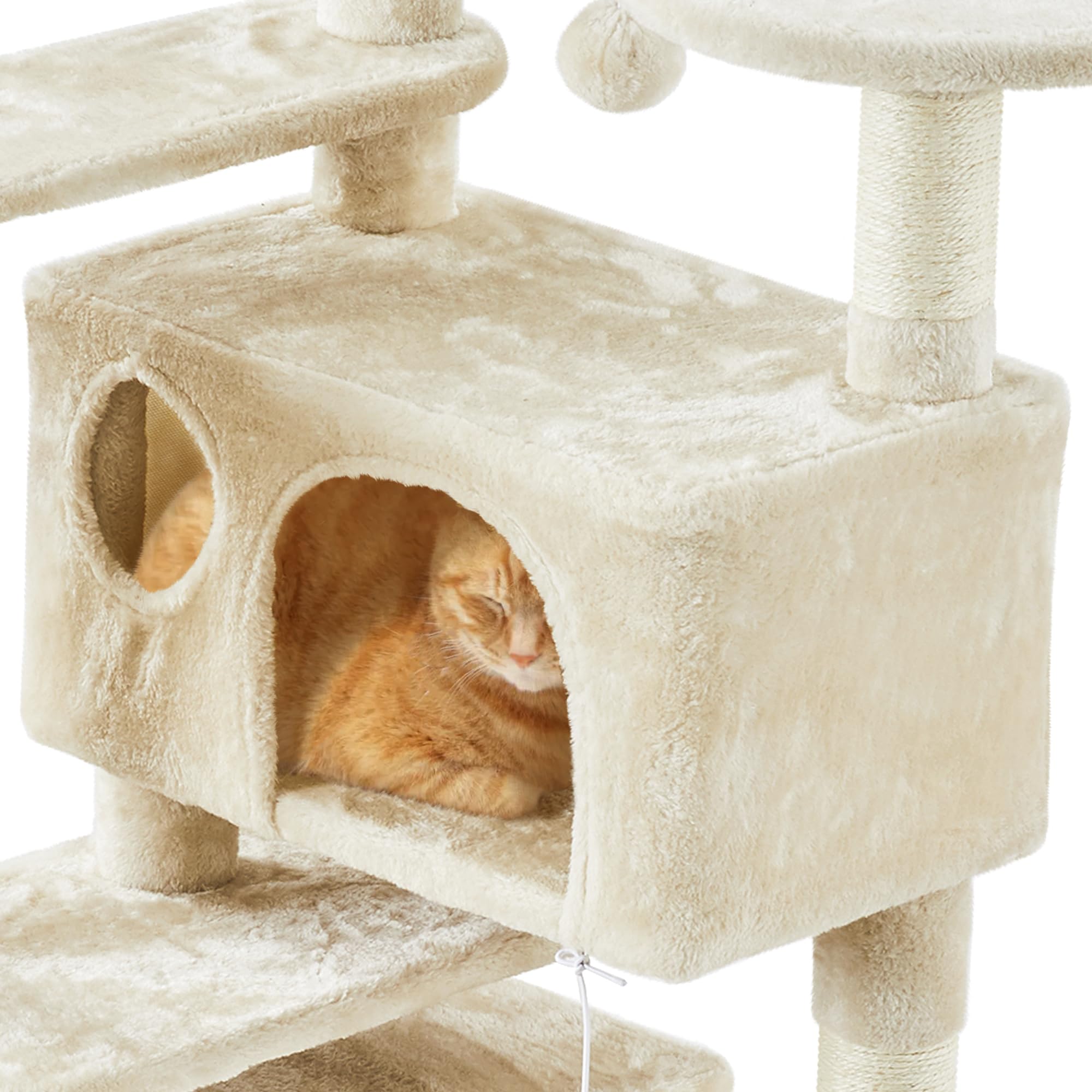 Topeakmart 57-Inch Multi-Level Cat Tree with Scratching Posts - Durable Cat Condo & Activity Tower for Kittens - Pet Playhouse Furniture for Indoor Cats - Perfect for Small Spaces & Apartments