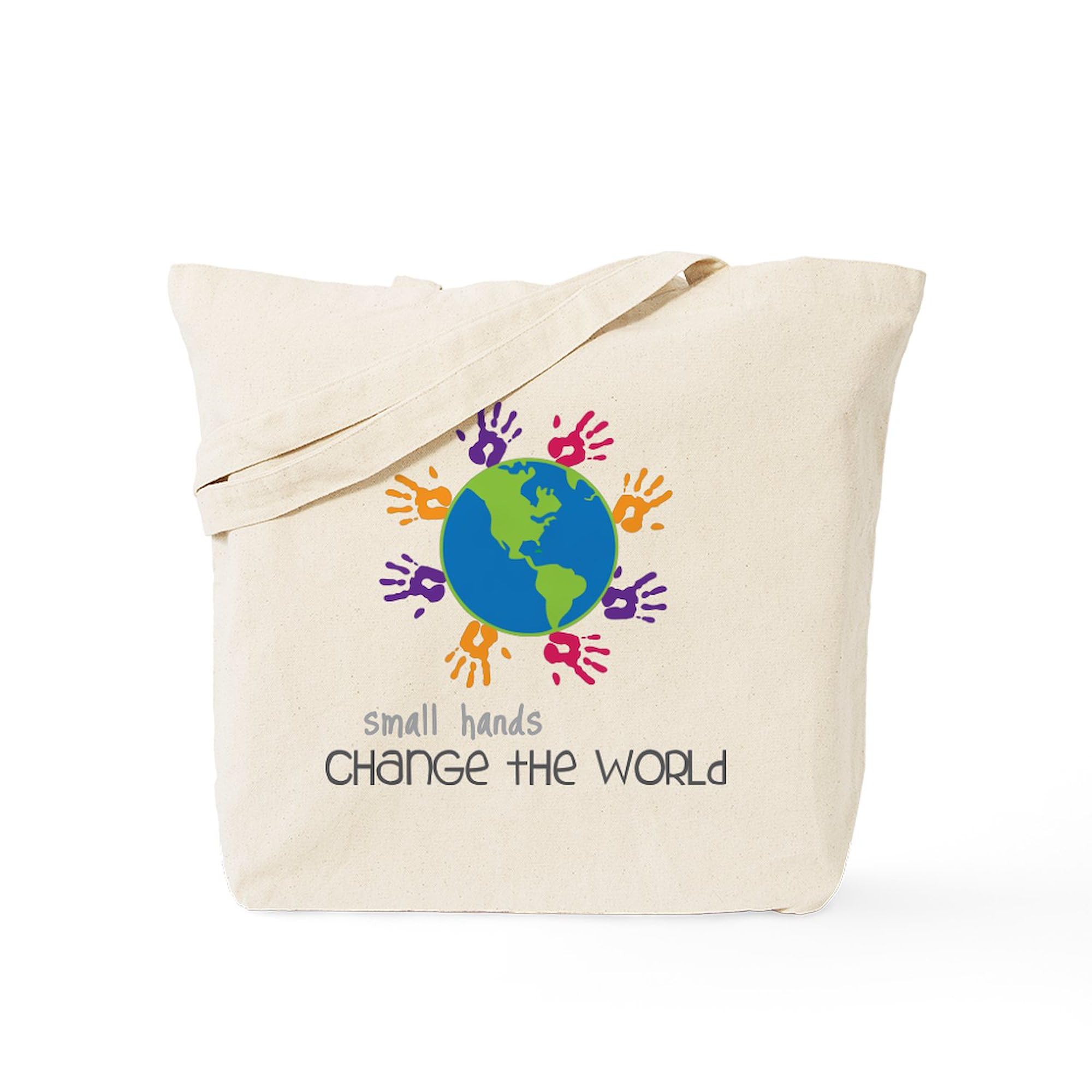 Eco-Friendly Natural Canvas Tote Bag - Small Hands Design | Reusable Shopping Bag for Groceries, Beach & Daily Use