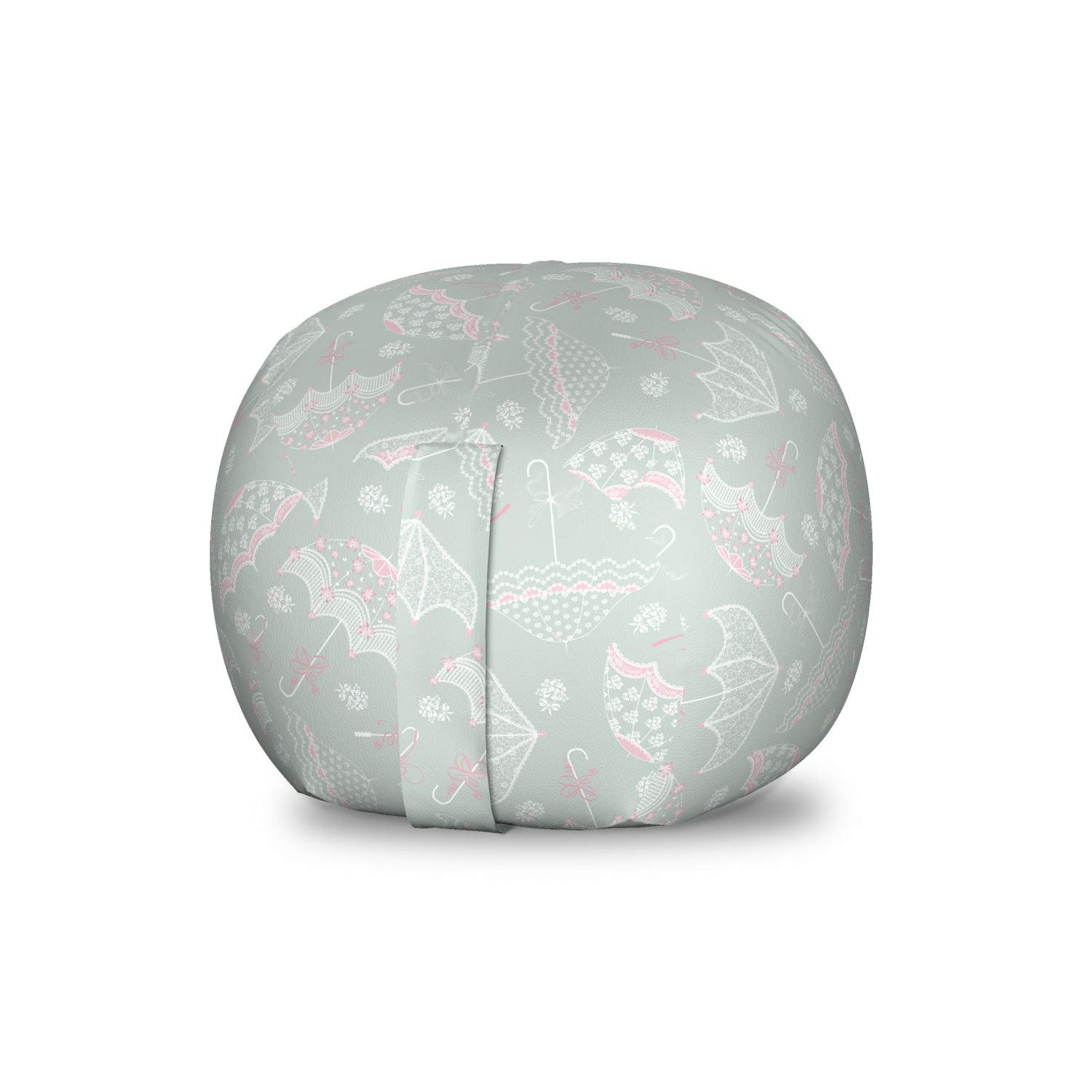 Ambesonne Vintage Floral Umbrella Storage Bag - Toy Organizer & Chair Cover, Washable Small Size in Pale Sage Green & White - Perfect for Bridal Showers, Weddings & Kids Room Decor