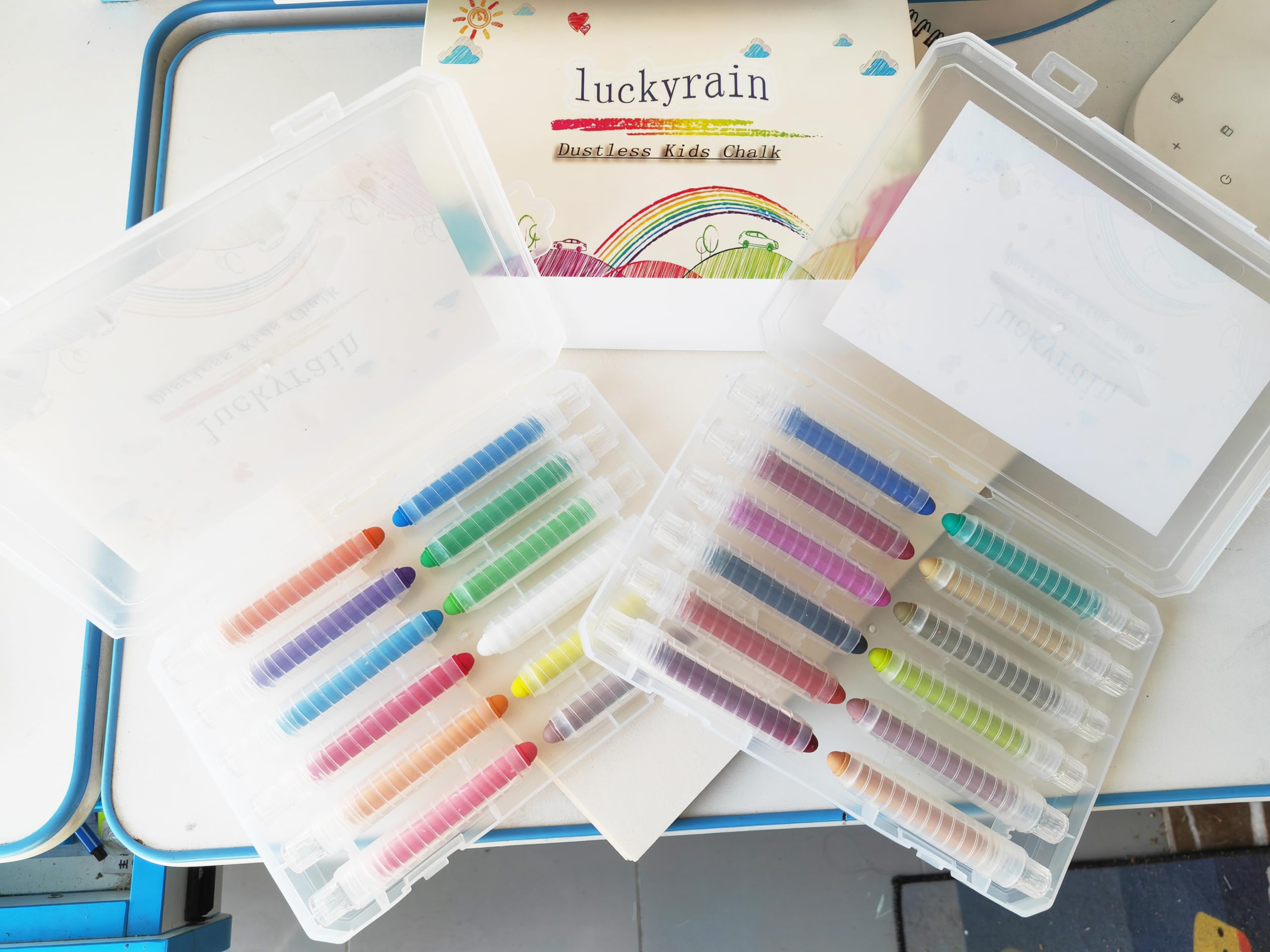Non-Toxic Dustless Colored Chalk for Kids - 24PCS with Chalk Holder | Safe Art Supplies for Blackboard Drawing, Writing & Classroom Activities