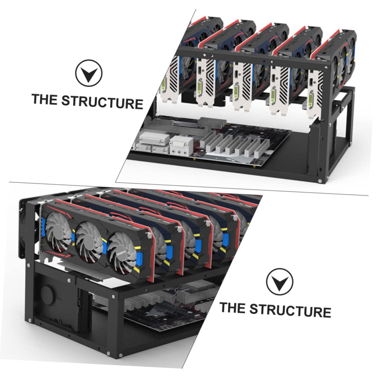 Lurrose Open Air Mining Rig Case - ETC & GPU Compatible Computer Bracket with High Reliability Storage | Perfect for Cryptocurrency Mining & PC Builds