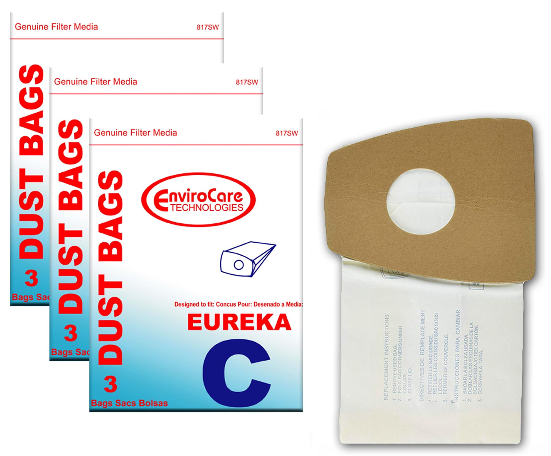 EnviroCare Replacement Vacuum Cleaner Dust Bags - 9 Pack Compatible with Eureka Type C & Mighty Mite Canister Vacuums | Perfect for Home Cleaning & Pet Hair Removal