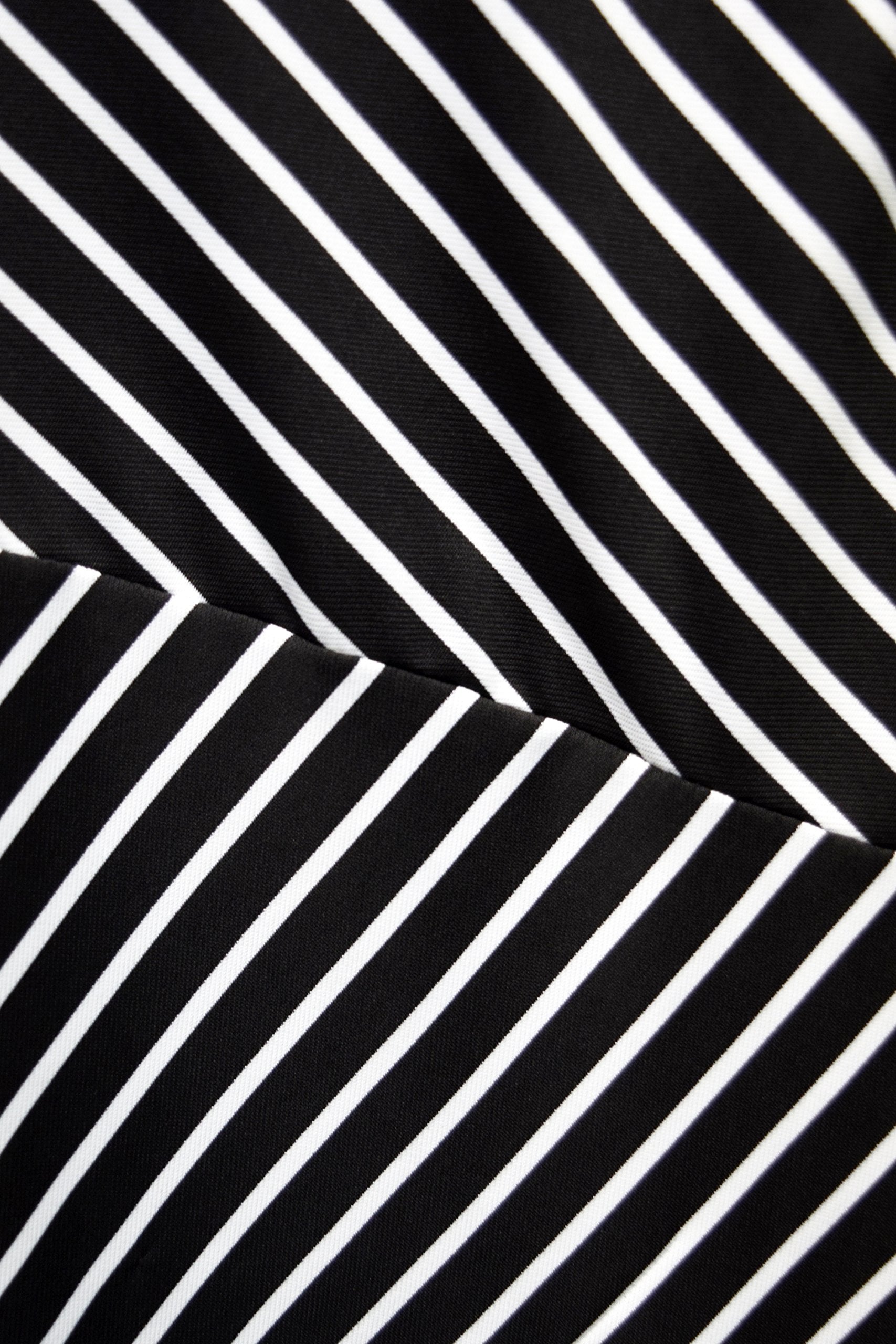 Women's Diagonal Striped Cocktail Dress - Mid-Length Shift Dress in White & Black | Small Size | Perfect for Parties, Weddings & Night Out