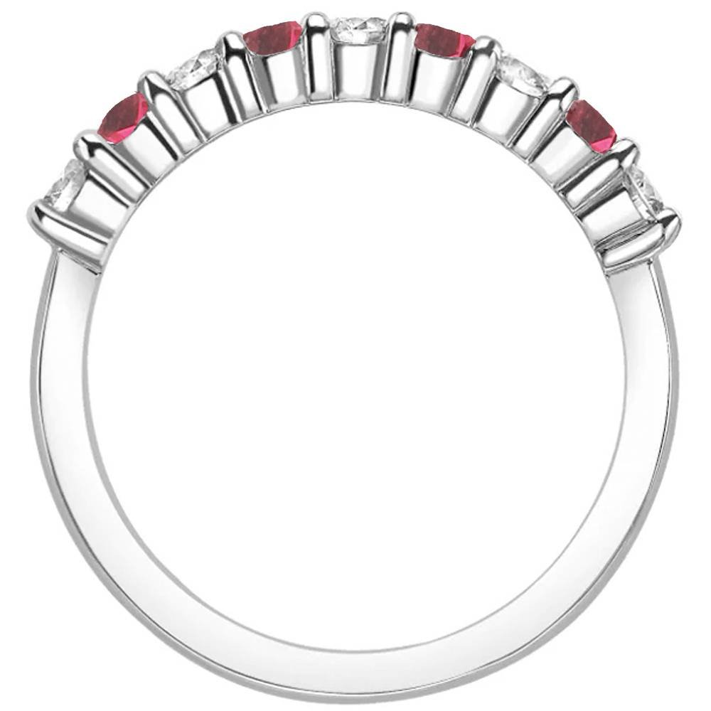 1/2 Carat Ruby & Diamond Wedding Ring - 10K White Gold Engagement Band for Women - Perfect for Bridal, Anniversary, and Special Occasions